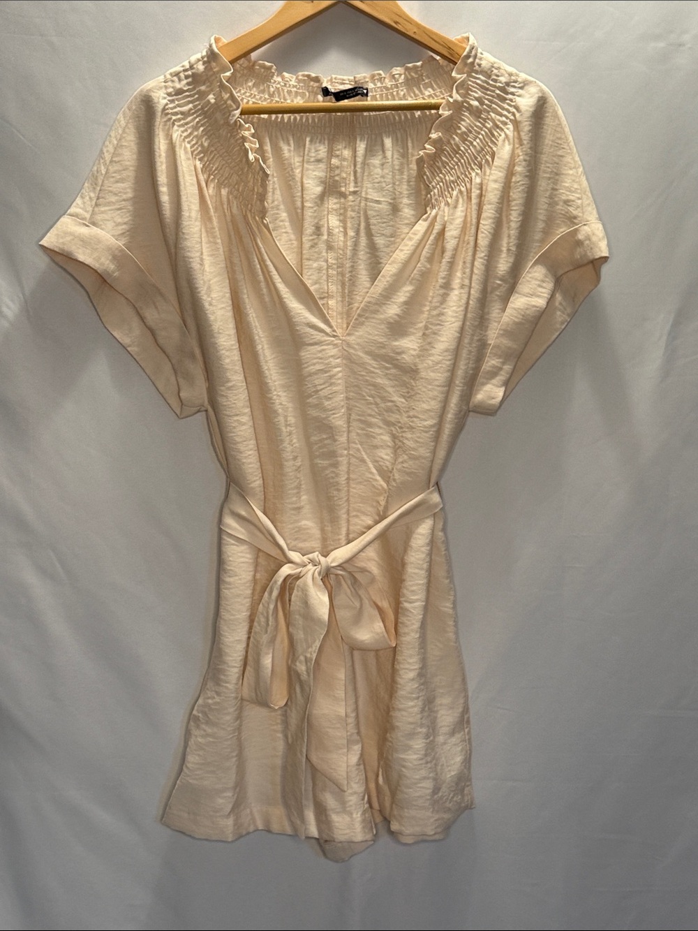 Zara Cream Short jumpsuit Tie-Waist